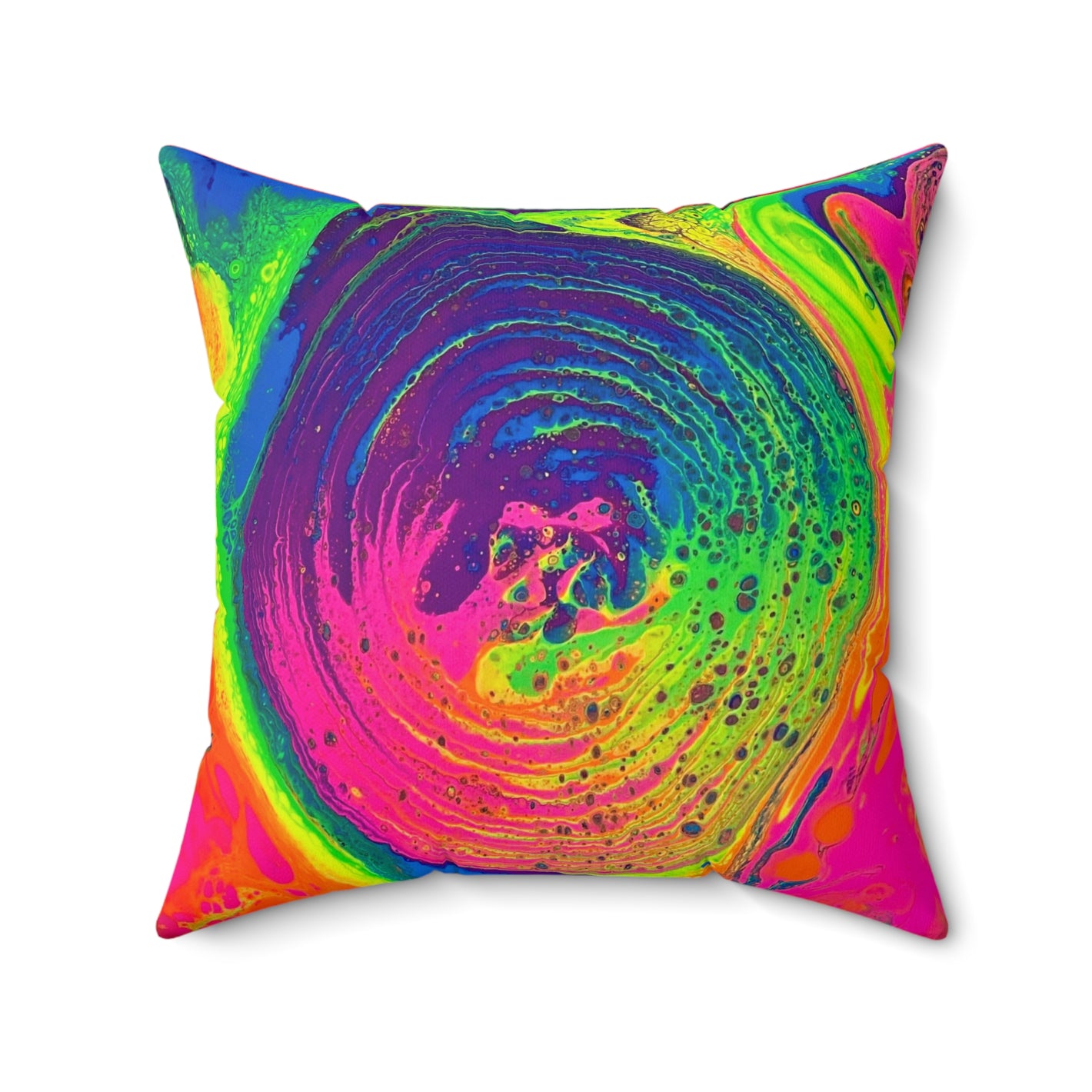 Bespattered Facade Tasty Neons Square Throw Pillow | 4 Sizes