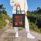 Bespattered Facade Rainbow "Come With Me and You'll See..." Canvas Tote Bag Reusable Carryall