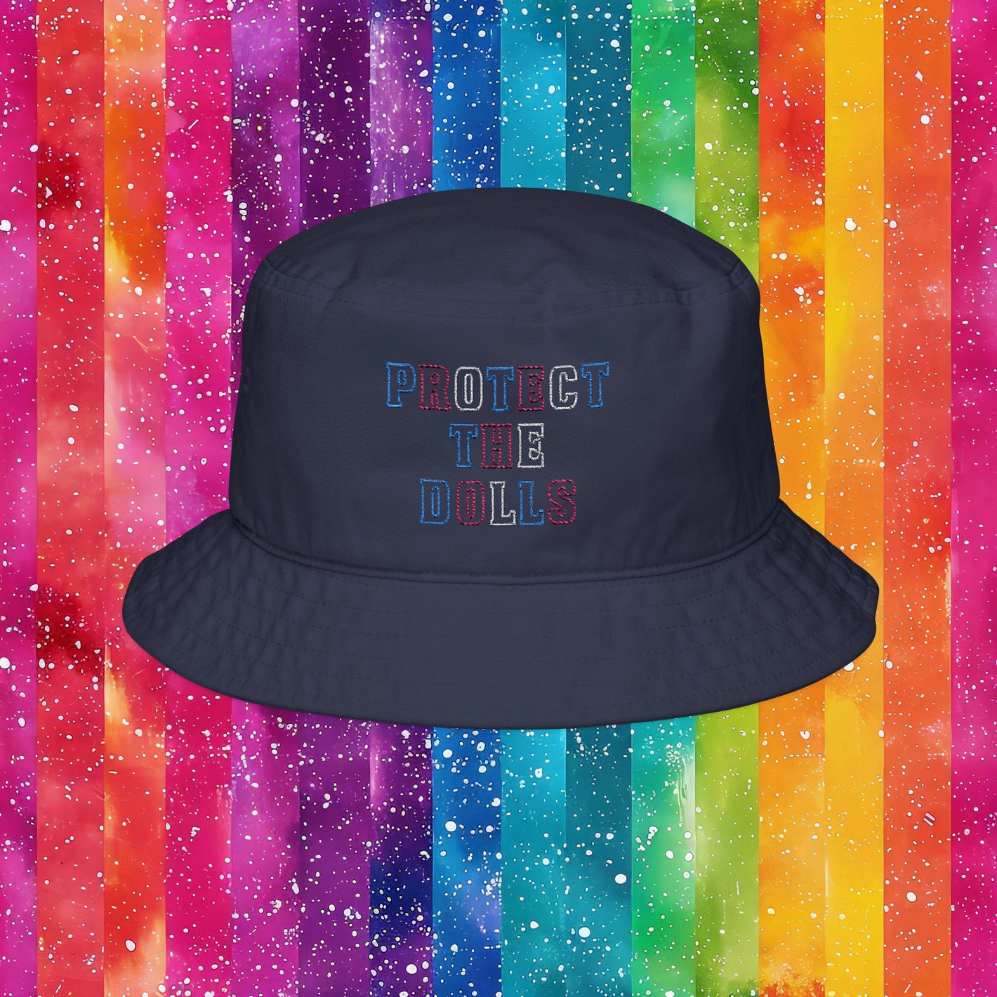 Bespattered Facade Protect the Dolls LGBTQ+ Pride Trans Support Embroidered Bucket Hat
