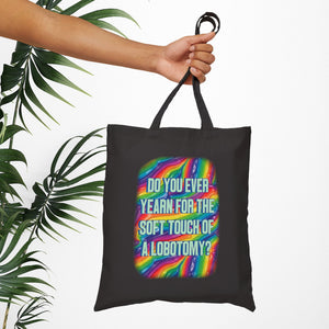 Bespattered Facade Rainbow "Lobotomy" Canvas Tote Bag Reusable Carryall