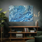 Bespattered Facade Blue Marble Stretched Matte Canvas Art Prints | Multiple Sizes
