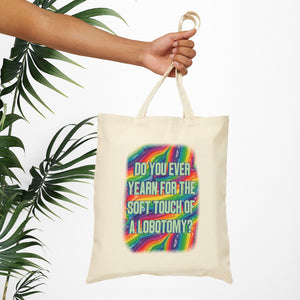 Bespattered Facade Rainbow "Lobotomy" Canvas Tote Bag Reusable Carryall