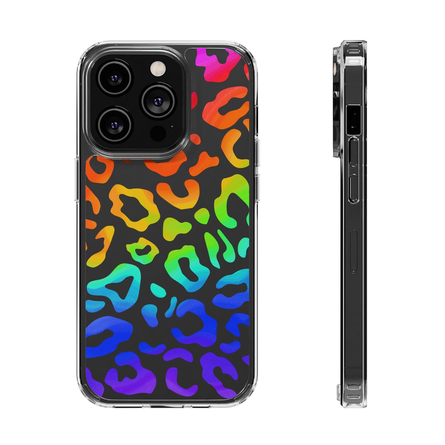 Bespattered Facade Watercolor Rainbow Leopard Clear Case