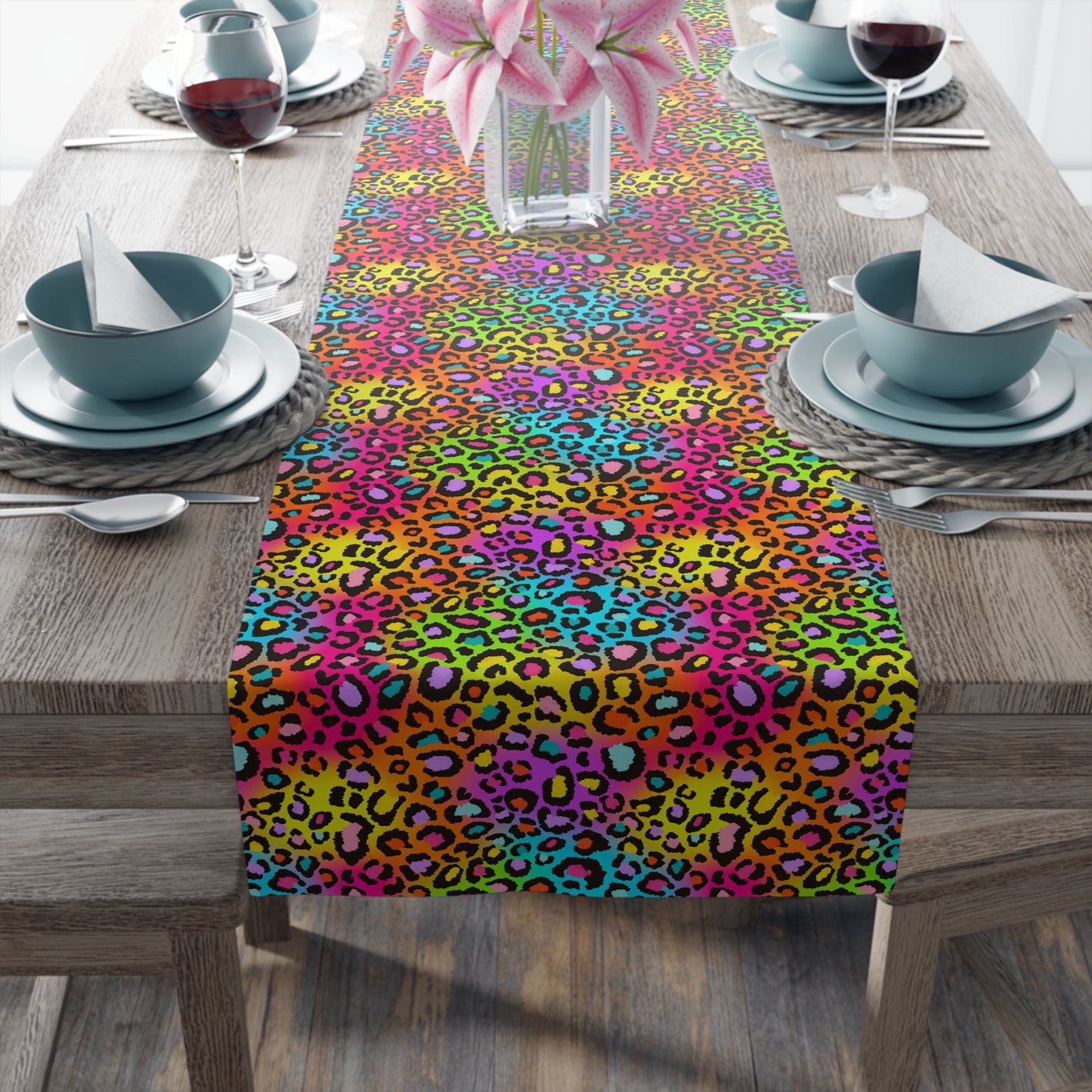 Bespattered Facade Neon Leopard Table Runner (2 sizes)