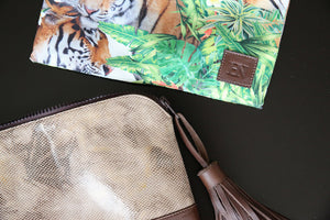 Brown Snakeskin Clutch
