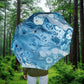 Bespattered Facade Blue Marble Foldable Umbrella — Compact Semi-Automatic Rain Parasol