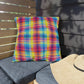 Bespattered Facade Rainbow Plaid UV-Resistant Outdoor Pillows | 4 Sizes