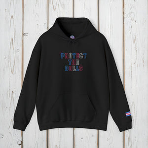 Bespattered Facade Protect the Dolls LGBTQ+ Pride Trans Support Embroidered Unisex Heavy Blend™ Hooded Sweatshirt
