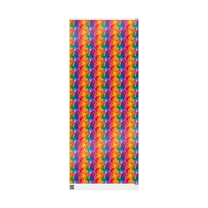 Bespattered Facade Rainbow Ink Circles Wrapping Paper | Three Sizes | Glossy or Matte
