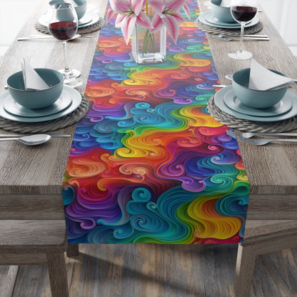Bespattered Facade Rainbow Swirls Table Runner (2 sizes)