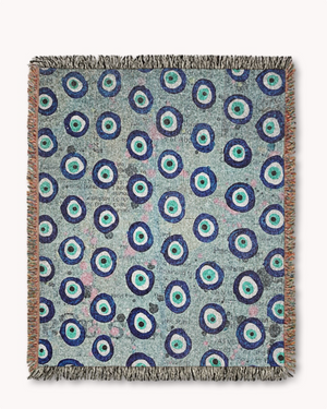 Evil Eye Blues Woven Blanket