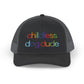 Childless Dog Dude Rainbow Embroidered Snapback Trucker Cap (10 Hat Colors)