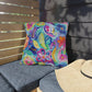 Bespattered Facade Colorful Flowers UV-Resistant Outdoor Pillows | 4 Sizes