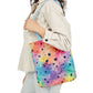 Bespattered Facade Rainbow Watercolor Dots Canvas Tote Bag | 3 Sizes and 5 Strap Colors