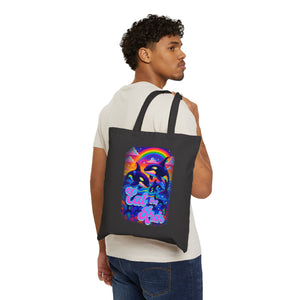 Bespattered Facade Rainbow Eat the Rich Orcas Canvas Tote Bag Reusable Carryall