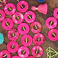 Magenta Tribal Donut: Hand Painted Beads, 25mm, 8 pieces