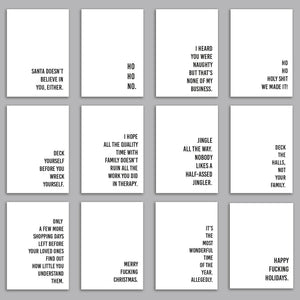 Sarcastic Christmas Greeting Cards, Set of 24