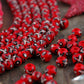 X on Fire : Red, White & Black Round  Bone Beads, 8x6mm, 31 beads