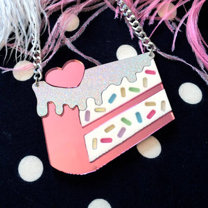 Funfetti Slice Of Cake Acrylic Statement Necklace