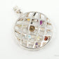 Vintage Multi Gemstone Sterling Silver Necklace Pendant