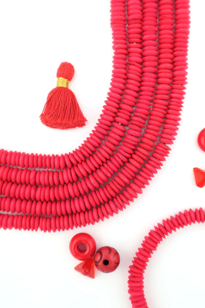 8mm Bright Red Saucer Discs, 90 beads