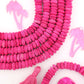 Carved Magenta Pink Donut Disc Bone Beads, 10x5mm, 50 beads