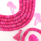 Carved Magenta Pink Donut Disc Bone Beads, 10x5mm, 50 beads