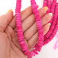 Carved Magenta Pink Donut Disc Bone Beads, 10x5mm, 50 beads