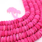 Carved Magenta Pink Donut Disc Bone Beads, 10x5mm, 50 beads