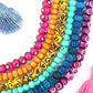 8mm Assorted Rondelle Bead Bundle: Handmade Bone Beads, Bright Rainbow, 6 Strands