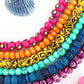 8mm Assorted Rondelle Bead Bundle: Handmade Bone Beads, Bright Rainbow, 6 Strands