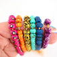 8mm Assorted Rondelle Bead Bundle: Handmade Bone Beads, Bright Rainbow, 6 Strands