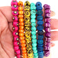 8mm Assorted Rondelle Bead Bundle: Handmade Bone Beads, Bright Rainbow, 6 Strands