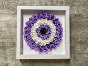 9” x 9” Handmade Multi Color Evil Eye Nazar Boncuk Mal De Ojo Rose Flower Shadowbox