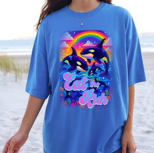 Bespattered Facade Whimsical "Eat the Rich" Orcas Premium Unisex Comfort Colors Garment Dyed 100% Cotton T-Shirt