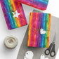 Bespattered Facade Rainbow Stripes Wrapping Paper | Three Sizes | Glossy or Matte