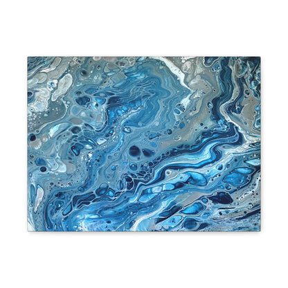 Bespattered Facade Blue Marble Stretched Matte Canvas Art Prints | Multiple Sizes