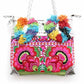 Bonita Embroidered Leather Pompom Bag — Handmade in Thailand