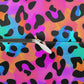 Bespattered Facade Candy Coated Neon Leopard Lumbar Throw Pillow