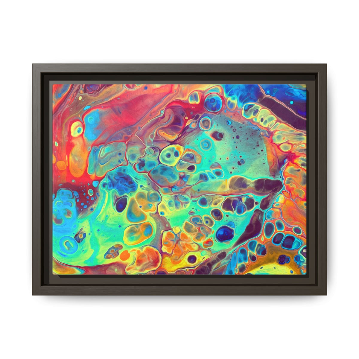 Bespattered Facade Rainbow Rings Framed Canvas Art Print | 3 Frame Colors | Multiple Sizes
