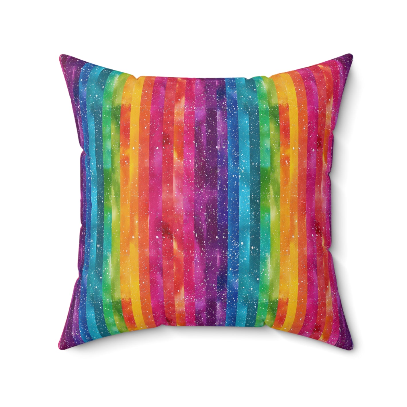 Bespattered Facade Rainbow Stripes Faux Suede Square Throw Pillow | 4 Sizes