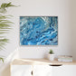 Bespattered Facade Blue Marble Framed Canvas Art Print | 3 Frame Colors | Multiple Sizes