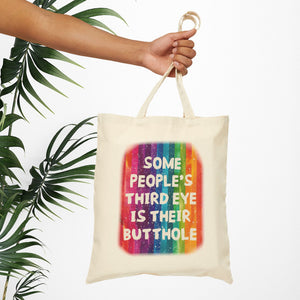 Bespattered Facade Rainbow "Third Butthole Eye" Canvas Tote Bag Reusable Carryall