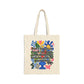 Bespattered Facade "Don't Forget" Floral Canvas Tote Bag Reusable Carryall