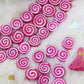 Pink Spiral Coin Bone Beads, 19x4mm, Kids Craft, Jewelry Making Supplies, 12 pcs