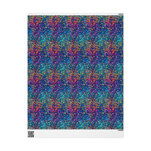 Bespattered Facade Party Time Rainbow Confetti Dots Wrapping Paper | Three Sizes | Glossy or Matte