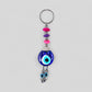 Evil Eye Nazar Boncuk Mal De Ojo Keychain with Colorful Wooden Beads