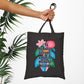 Bespattered Facade "I've Menaced Before" Floral Canvas Tote Bag Reusable Carryall