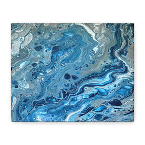 Bespattered Facade Blue Marble Stretched Matte Canvas Art Prints | Multiple Sizes