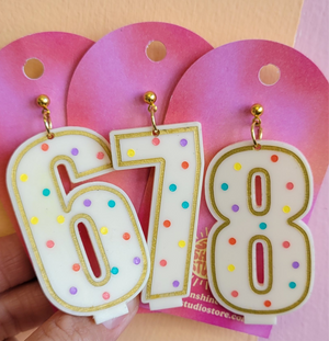 Gold Birthday Candle Number Earrings